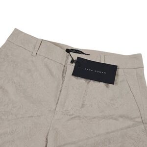 ZARA Womens‎ Champagne Pink Slim Leg Floral Jacquard Pants Trousers Size XS NWT